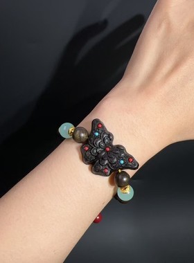 2026黑市木蝴蝶搭配沉贵宝10MM手绳单圈木质手串 佛珠