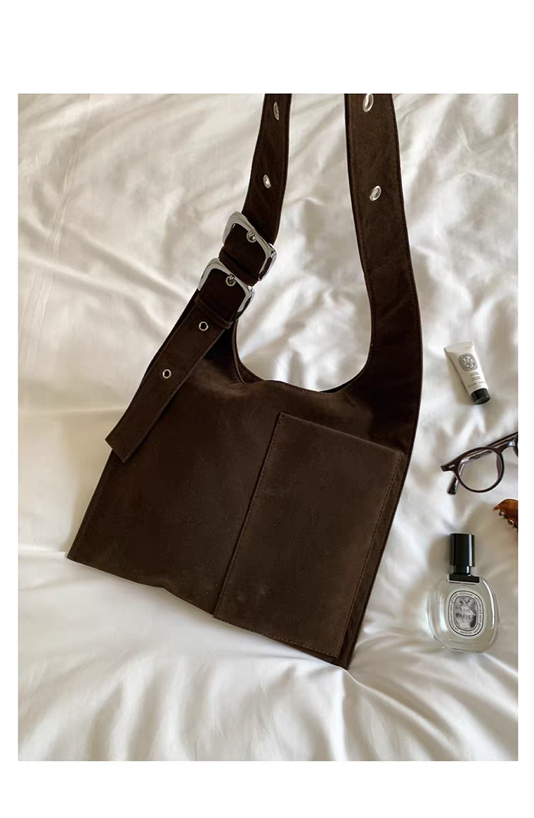 2025新款小众设计麂皮绒面革单肩包女大容量托特包通勤手提包 - 图2