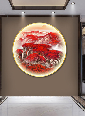 鸿运当头玄关装饰画带灯灯画