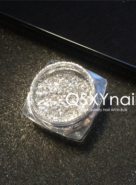 超闪钻石粉片美甲高级银闪粉指甲亮片Bling璀璨DIY装饰甲油胶效果