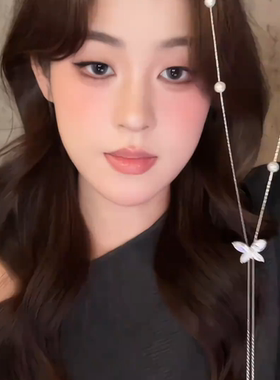 毛衣链秋冬轻奢高级闪锆蝴蝶珍珠吊坠小众气质长款满天星项链女