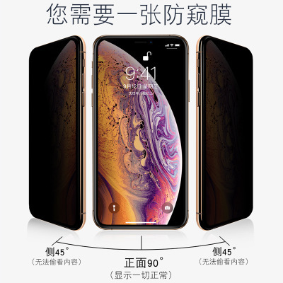 适用苹果11防窥钢化膜无边iPhone12防偷窥XSMAXXR全屏8plus防指纹-图0