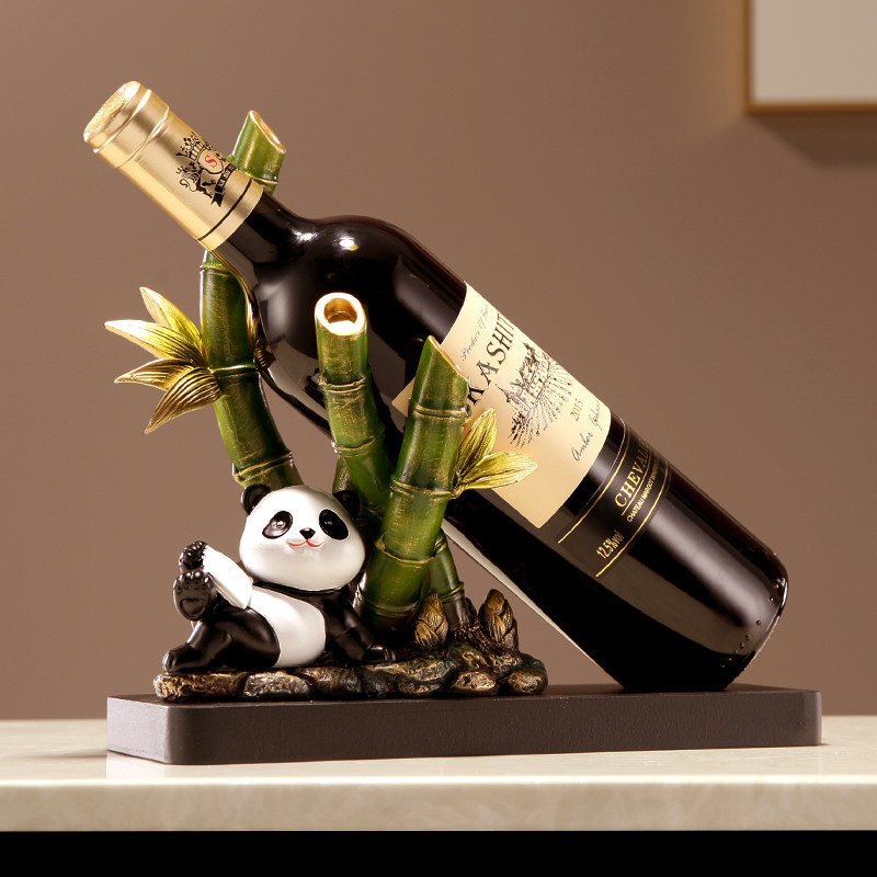 新中式熊猫竹子红酒架摆件轻奢高档红酒架托置物架家居酒柜装饰品,淘宝优惠券,粉丝福利购,淘宝优惠卷