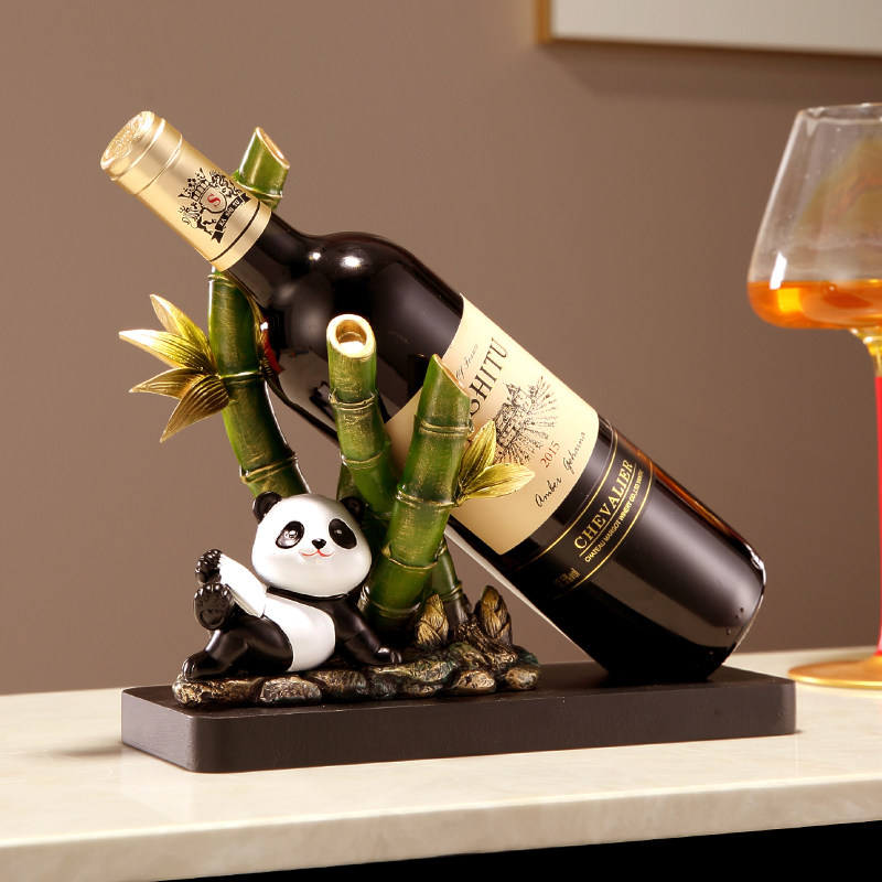 新中式熊猫竹子红酒架摆件轻奢高档红酒架托置物架家居酒柜装饰品,淘宝优惠券,粉丝福利购,淘宝优惠卷