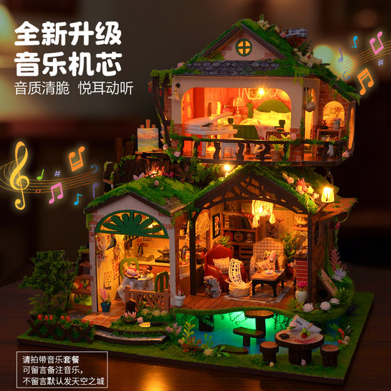 Diy cabin forest style villa assembled model gift for women