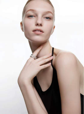 ：臻致 S925银轻奢小众设计感波浪纹戒指指环