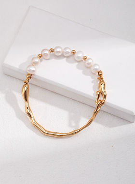 臻致 S925银珍珠手链手镯气质小众轻奢高级感半圆流苏