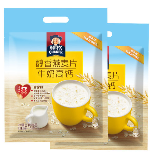 桂格即食燕麦片醇香特浓牛奶540g袋装营养早餐冲饮速食奶茶麦片
