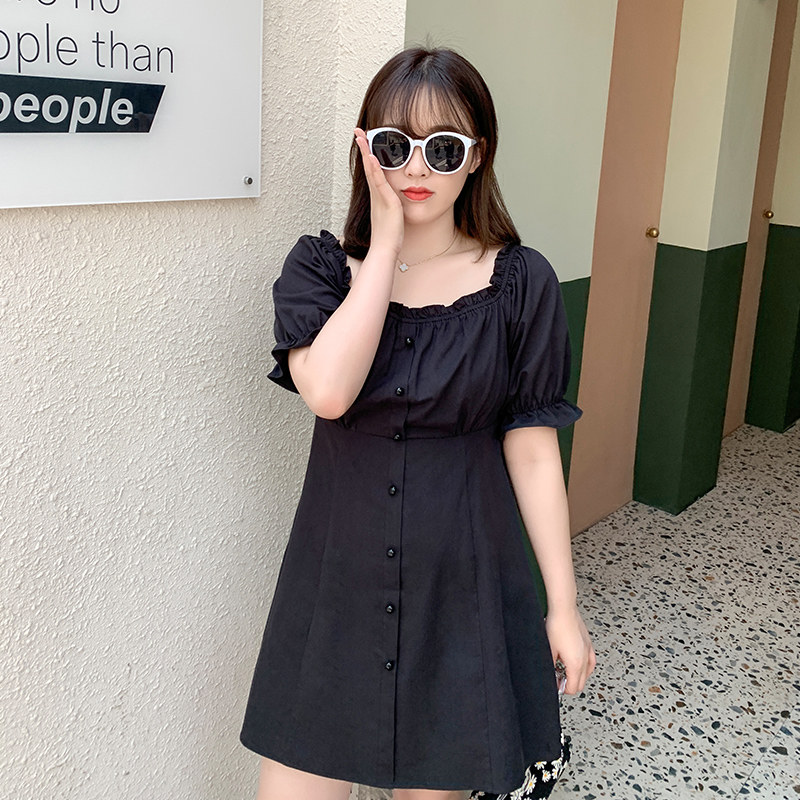 【125斤唐不灵bling】女夏胖mm连衣裙 唐不灵Bling微胖定制大码女装