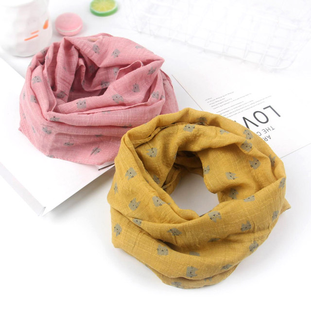 New children's scarf spring and autumn thin men and girls, cat cotton, cotton, cotton, cotton, neck, babies, autumn and winter windproof and warm scarf