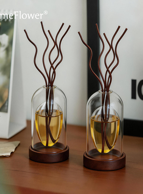 装饰摆件中古风玻璃花瓶藤条桌面玄关装饰品高级感拍照道具复古