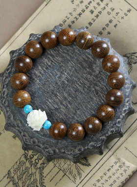 金丝檀DIY设计款莲花双圈手链男女款文玩佛珠念珠饰品手串手持