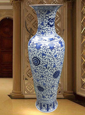 景德镇陶瓷大花瓶 客厅落地仿古青花瓷家居装饰工艺品摆件摆设