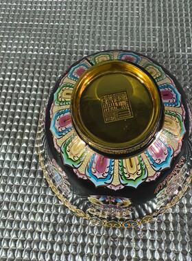 珐琅彩合金金碗摆件家居装饰婚庆礼品摆八吉祥碗工艺品摆件