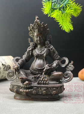 仿古铜财神黄财神摆件持摩尼宝珠托吐宝鼠藏传密宗佛家居装饰摆件