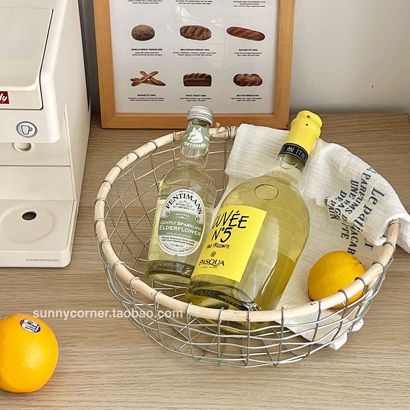 田园风桌面杂物铁艺收纳篮子手工编织水果篮收纳筐零食面包陈列篮,淘宝优惠券,粉丝福利购,淘宝优惠卷