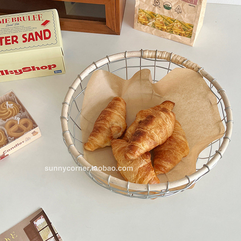 田园风桌面杂物铁艺收纳篮子手工编织水果篮收纳筐零食面包陈列篮,淘宝优惠券,粉丝福利购,淘宝优惠卷