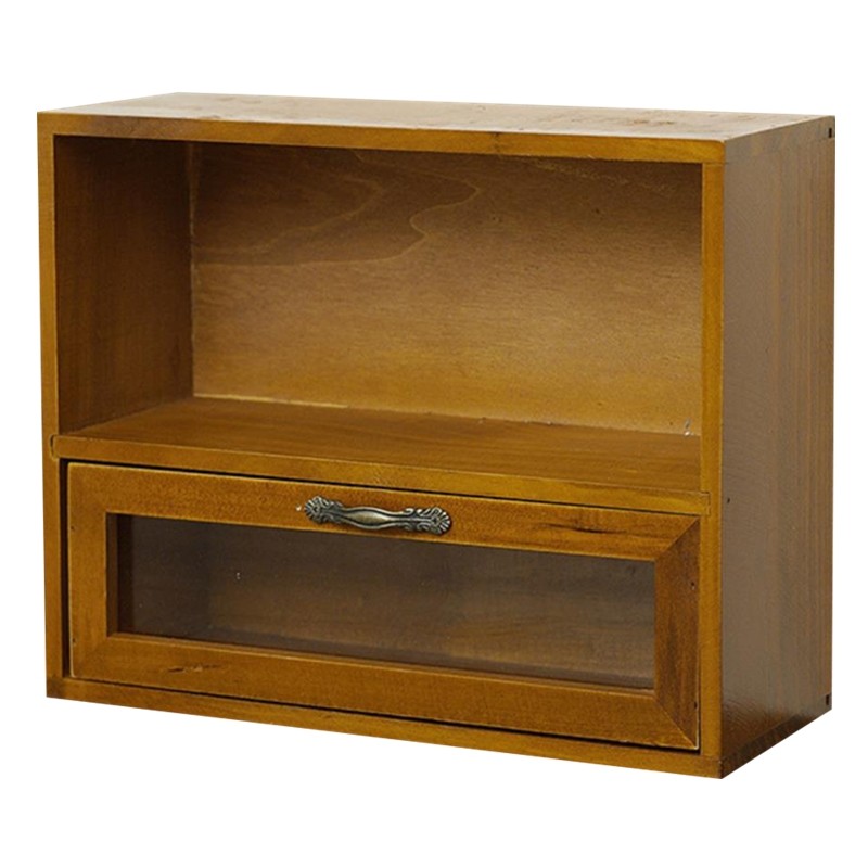 元气角落 ins复古木质桌面收纳柜化妆品置物柜台面木柜实木小柜子,淘宝优惠券,粉丝福利购,淘宝优惠卷