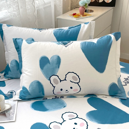 纯棉印花枕套一对装单只家用枕头套48x74cm全棉枕芯内胆套学生女 - 图0