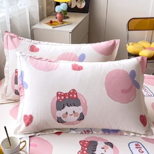 纯棉印花枕套一对装单只家用枕头套48x74cm全棉枕芯内胆套学生女 - 图1