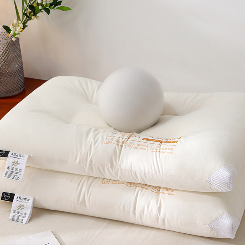 A类全棉大豆蛋白枕头枕芯一对装家用宿舍护颈椎助睡眠防螨枕头芯 - 图3