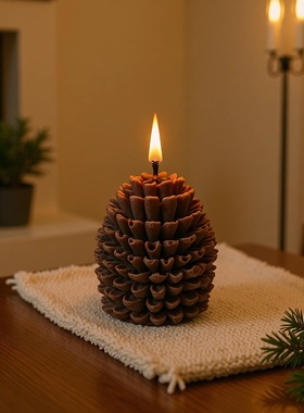 圣诞节立体松果蜡烛 圣诞氛围拍摄布置道具创意家居装饰香氛摆件