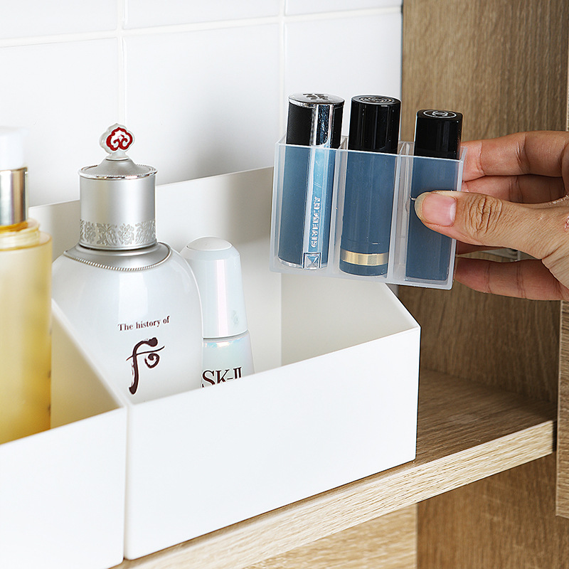 浴室镜柜内收纳盒化妆品护肤品收纳带分类存放刷槽口红眉笔整理盒 - 图1