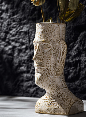 摩艾石像陶瓷花瓶摆件创意礼盒装饰酒店家居软装家居民宿工艺品