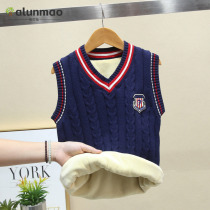 Childrens warm vest inside wearing boy waistcoat autumn winter boy gush thickened sweater knit pure cotton sweater