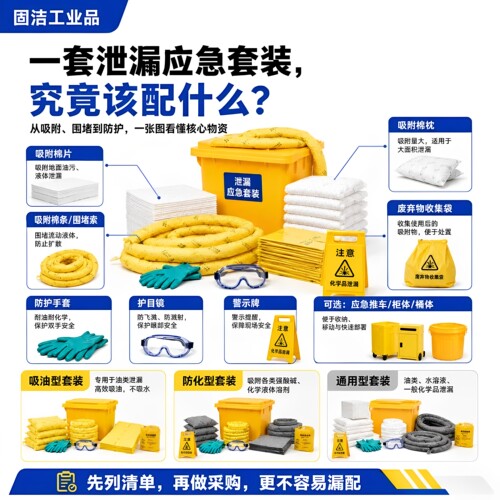 危化学品户外防污吸附棉套装密封移动加仑防泄漏推车应急处理桶 - 图3