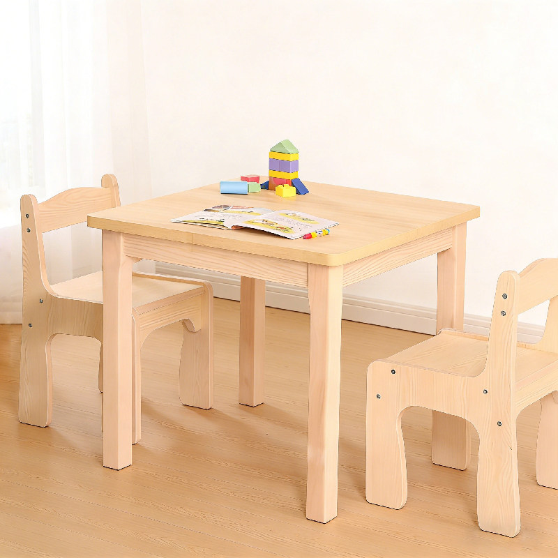 儿童学习桌学生家用桌椅套装幼儿园桌椅托育中心实木儿童小方桌子 - 图0