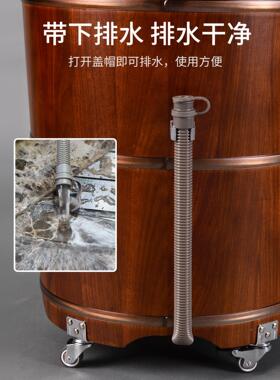 花梨木泡脚桶木桶家用过小腿足浴洗脚木盆木质高深桶带轮子排水