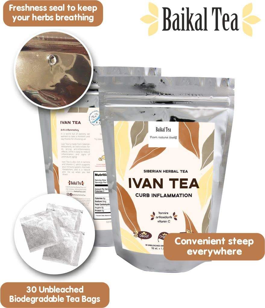 Ivan Tea - 30 Unbleached Tea Bags by Baikal Tea (45g) - 图0