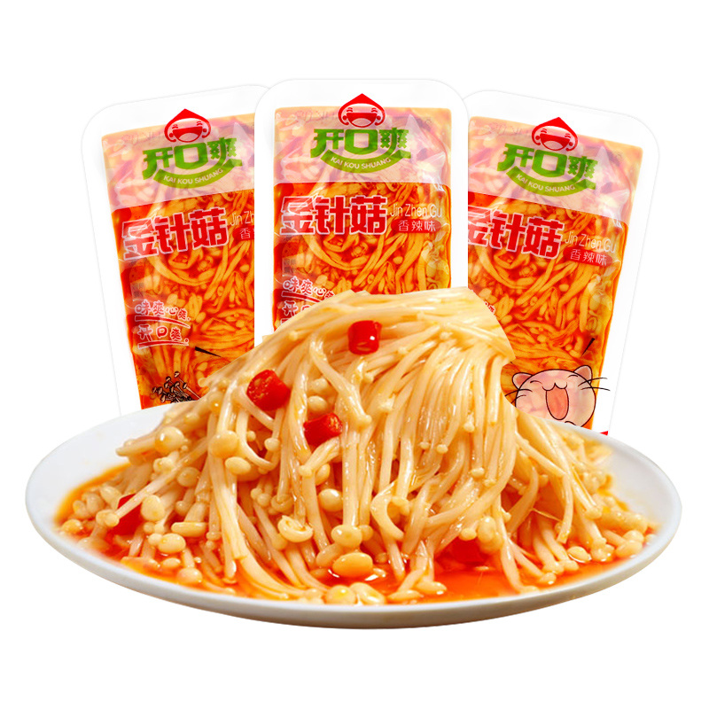 香辣金针菇12g*60袋开袋即食下饭菜辣味休闲食品小吃解馋小零食 - 图3