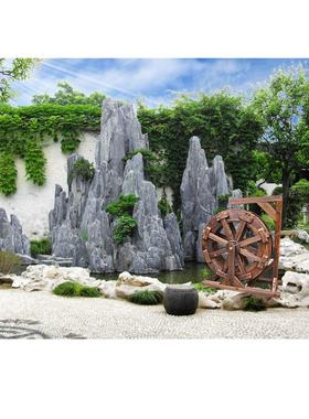 风水轮水车流水摆件假山鱼池鱼缸木制户外喷泉大中小型防腐木水车