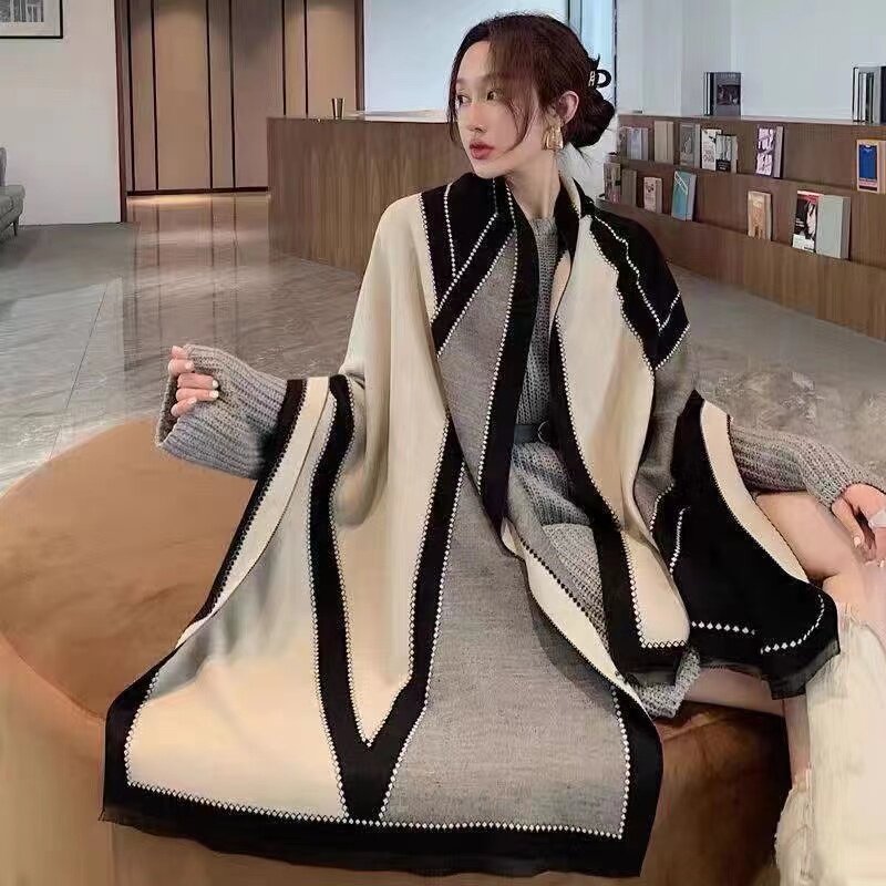 2026韩版百搭加厚仿羊绒披肩