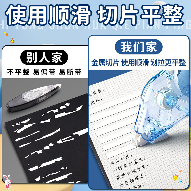 晨光不起翘静音修正带小熨斗涂改带小学生用顺滑平整改正带高颜值男女生修改带大容量改错改字带可爱便携批发 - 图3