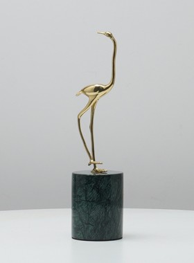 新中式黄铜仙鹤摆件客厅书房