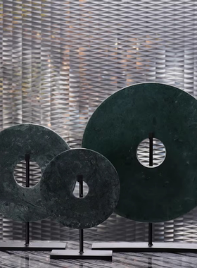 现代新中式玉石玉璧平安扣摆件