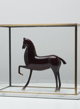 新中式玻璃小马摆件收纳展示架