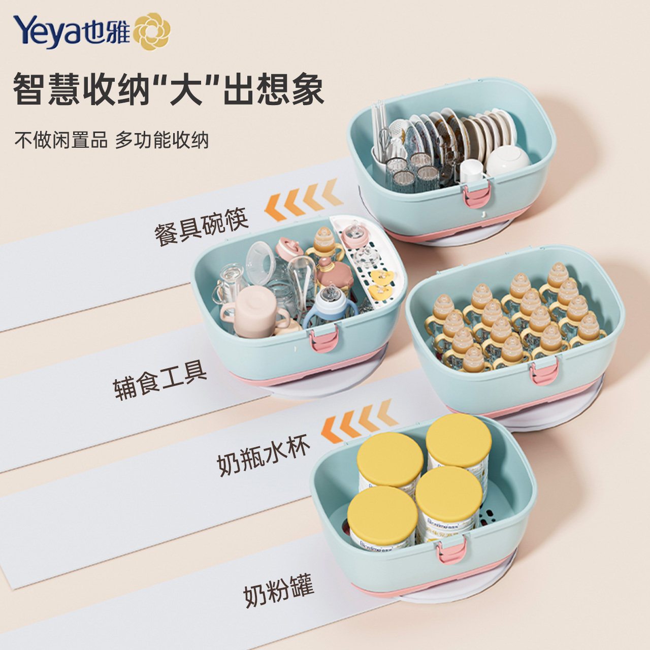 也雅婴儿奶瓶收纳箱宝宝餐具收纳盒辅食碗筷大号带盖防尘晾干沥水,淘宝优惠券,粉丝福利购,淘宝优惠卷