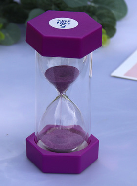 塑胶六角沙漏 30/60分钟儿童刷牙防摔计时器手工吹制家居摆件沙漏