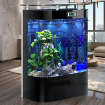 Fish tank home living room small glass water-free water round against the wall large bottom filter ecological goldfish tank aquarium