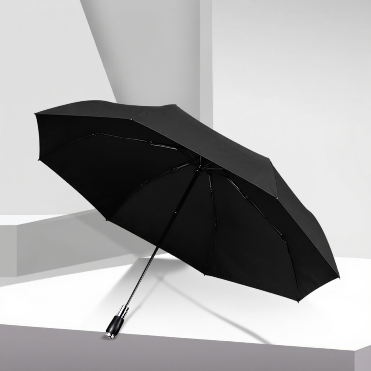 全自动檀木手柄自动开收雨伞三折伞王曲二原创设计伞晴雨两用八骨 - 图1