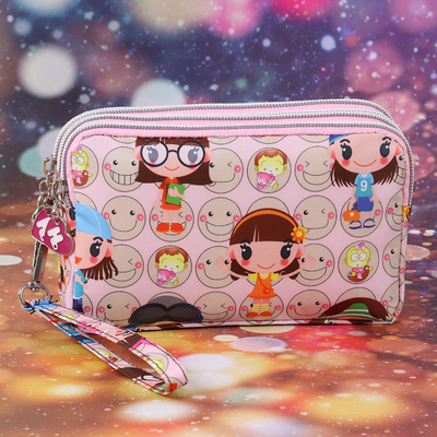 桃梓日韩百搭大号两层三层拉链女手机包大号长款钱包钥匙包零钱包