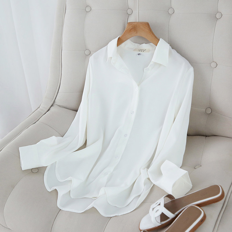 设计感小众春秋百搭垂感雪纺衬衣 兰菲韵衬衫