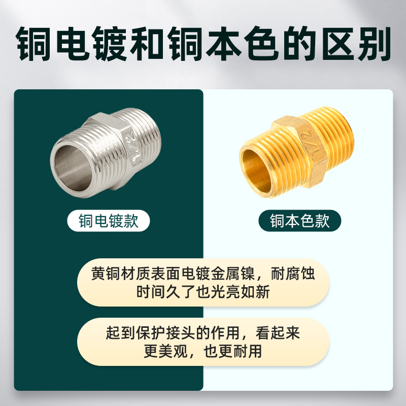 4分水管接头内外丝弯头三通对丝直接直通全铜6分转四分配件大全 - 图1