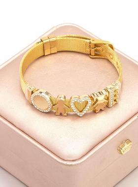 金色创意diy不锈钢手表链keeper手链工厂货源