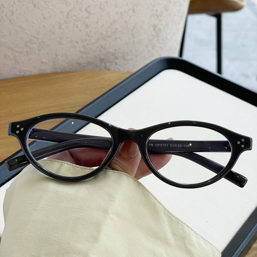 日本品质网红时尚TR90镜框女韩系书呆子椭圆形平光镜配高度数防蓝 - 图1