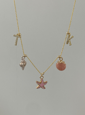 sweetbones夏日海风甜心辣妹海星贝壳小海螺定制字母项链